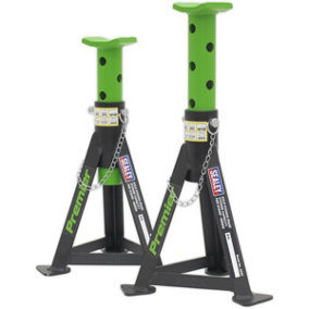 PAIR 3 Tonne Heavy Duty Axle Stands - 290mm to 435mm Adjustable Height - Green