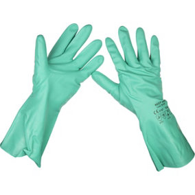 PAIR 330mm Cuffed Nitrile Gauntlets - One Size - Chemical Resistant Gloves