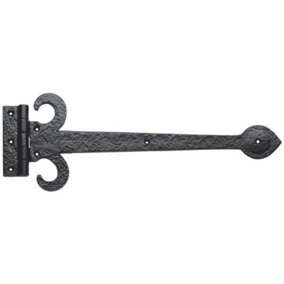 PAIR 381mm Ornate Sword T Hinge Black Antique Internal Decorative Door Hinge
