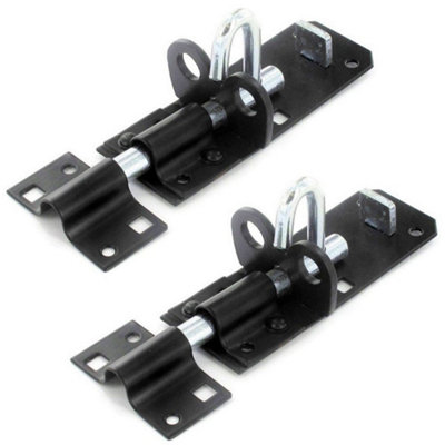 PAIR 4 inch Brenton Bolt - Black Heavy Duty Garden Gate Shed Door