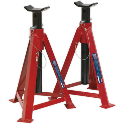 PAIR 5 Tonne Axle Stands - Pin & Chain Load Support - 700mm Max Height