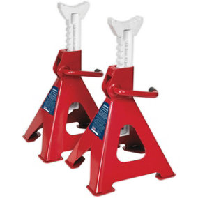 PAIR 6 Tonne Ratchet Type Axle Stands - 385mm to 600mm Working Height - 12 Tonne