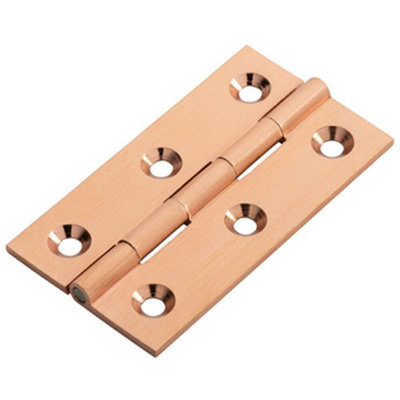 PAIR 64 x 35 x 2mm Cabinet Hinge Modern Satin Copper Cupboard Door