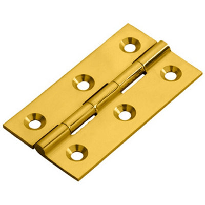 PAIR 64 x 35 x 2mm Cabinet Hinge Polished Brass Small Cupboard Door