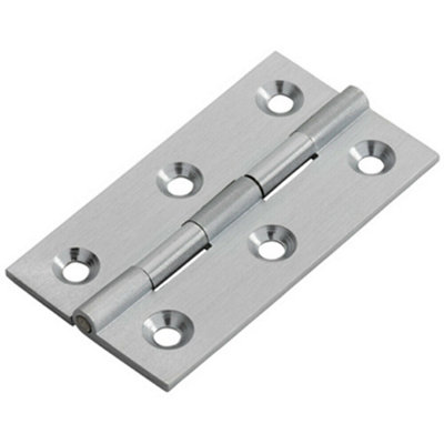 PAIR 64 x 35 x 2mm Cabinet Hinge Satin Chrome Small Cupboard Door