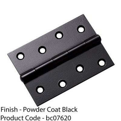 Pair 75mm x 50mm Fixed Pin Door Hinge - Powder Coated Black Interior