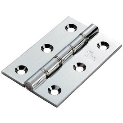 PAIR 76 x 50 x 2.5mm Heavy Duty Butt Hinge Polished Chrome Internal ...