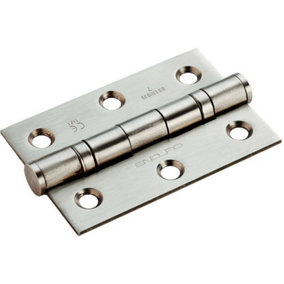 PAIR 76 x 51 x 2mm 7 Ball Bearing Hinge Satin Stainless Steel Interior Door