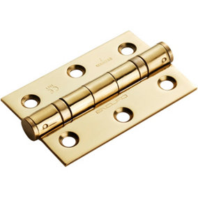 PAIR 76 x 51 x 2mm 7 Ball Bearing Hinge Stainless Brass Interior Door