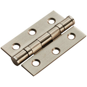 PAIR 76 x 51 x 2mm Ball Bearing Hinge Satin Nickel Plated Interior Door