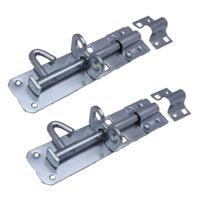 PAIR 8" Brenton Bolt Zinc Plated Heavy Duty Garden Gate Shed Door