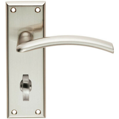 PAIR Arched Lever on Bathroom Backplate Door Handle 150 x 50mm Satin Nickel