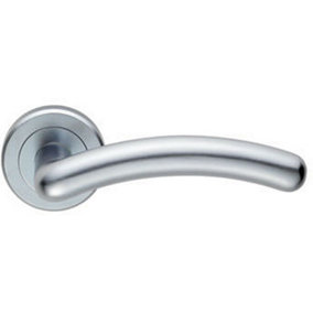 PAIR Arched Round Bar Handle on Concealed Fix Round Rose Satin Chrome