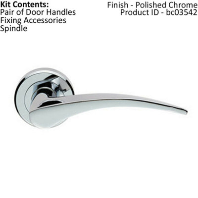 PAIR Arched Tapered Handle on Round Rose Concealed Fix Polished Chrome