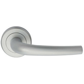 PAIR Curved Rounded Bar Handle Concealed Fix Round Rose Satin Chrome