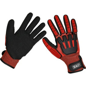PAIR Cut & Impact Resistant Gloves - XL - Hook & Loop Wrist Strap - Washable