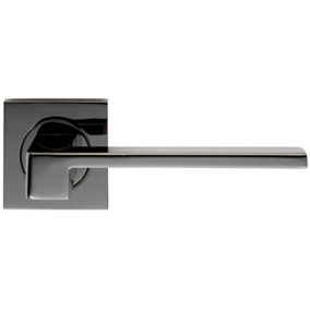 PAIR Flat Squared Bar Handle on Square Rose Concealed Fix Black Nickel