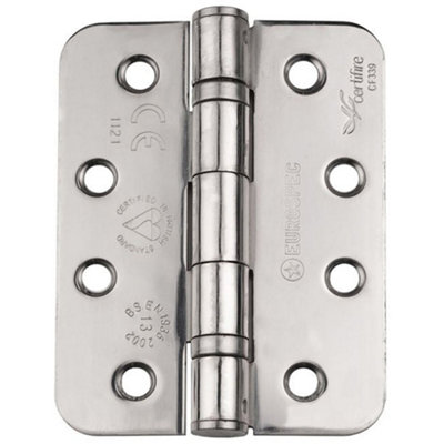 PAIR Grade 13 Heavy Duty Ball Bearing Hinge - RADIUS 102 x 76mm Bright Steel