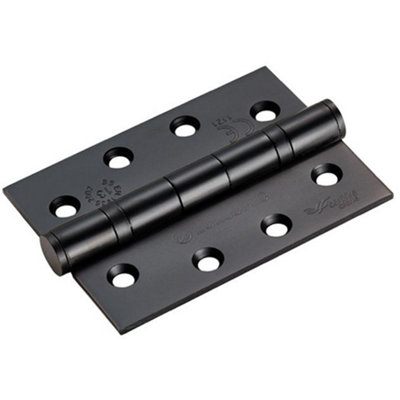 PAIR Grade 13 Heavy Duty Ball Bearing P Hinge - 107 x 77mm Matt Black Door