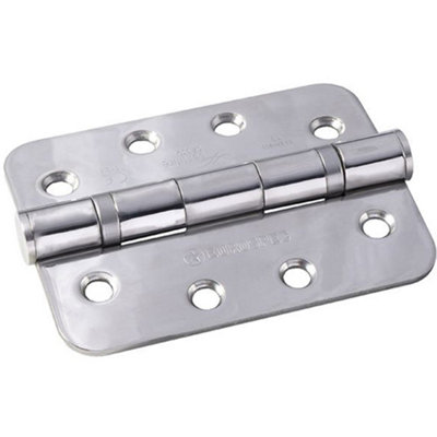 PAIR Grade 13 Heavy Duty Ball Bearing P Hinge - RADIUS 107 x 77mm Bright Steel