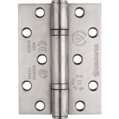 PAIR Grade 13 Heavy Duty Thrust Bearing Hinge - 100 x 76mm Satin Stainless Steel