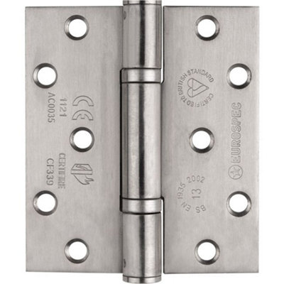 PAIR Grade 13 Heavy Duty Thrust Bearing Hinge - 100 x 89mm Satin Stainless Steel