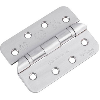 PAIR Grade 13 Hospital Tip Ball Bearing Hinge - RADIUS 102 x 76mm Satin Steel