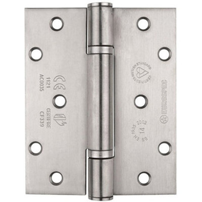 PAIR Grade 14 Heavy Duty Thrust Bearing Hinge 125 x 102mm Satin Stainless Steel