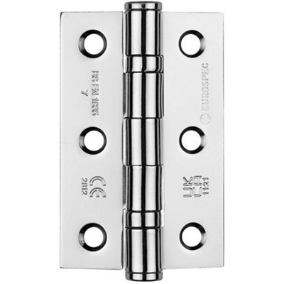 PAIR Grade 7 Ball Bearing Hinge - 76 x 51mm Polished Chrome Interior Door Fixing