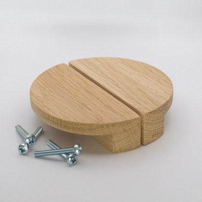 Pair Half Moon Cabinet Oak Handles and Drawer Pulls 100mm