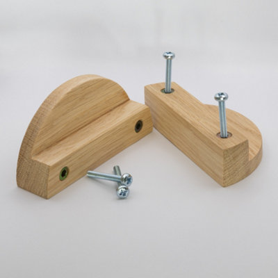 Pair Half Moon Cabinet Oak Handles and Drawer Pulls 100mm