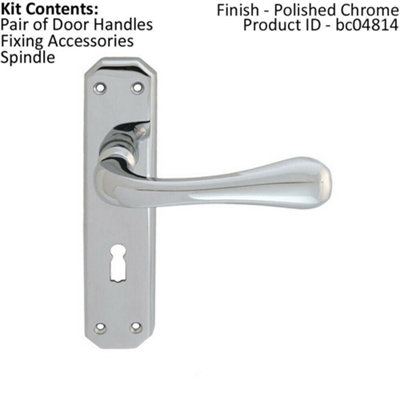 PAIR Heavy Duty Handle on Angular Lock Backplate 180 x 40mm Polished Chrome