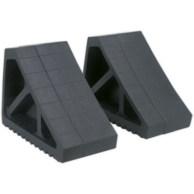 PAIR Heavy Duty Rubber Wheel Chocks - 3.3kg Each - Prevents Vehicle ...