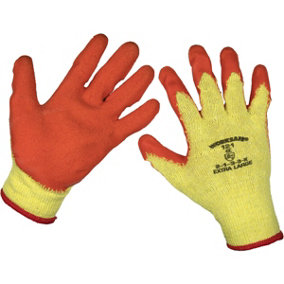 PAIR Knitted Work Gloves with Latex Palm - XL - Improved Grip - Breathable