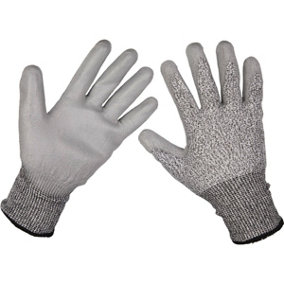 PAIR Large Anti-Cut PU Gloves - Coated Palm for Added Grip - Abrasion Resistant