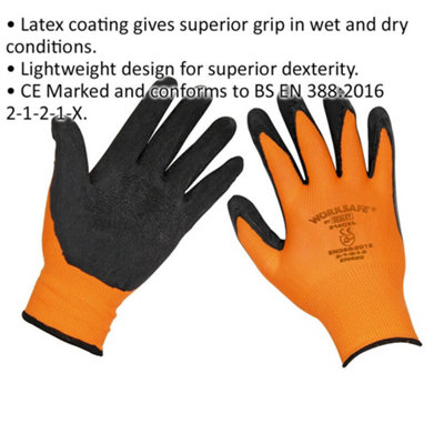 PAIR Latex Coated Foam Gloves - XL - Improved Grip Lightweight Safety Gloves