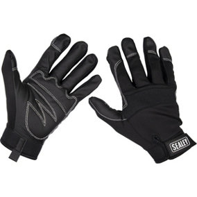 PAIR Light Palm Black Mechanics Gloves - Large - Touchscreen Index Fingertip