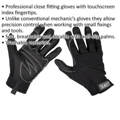 PAIR Light Palm Black Mechanics Gloves - XL - Touchscreen Index Fingertip