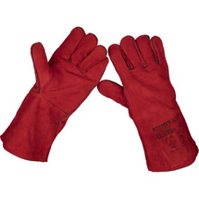 PAIR Lined Leather Welding Gauntlets - Superior Heat & Spatter Protection