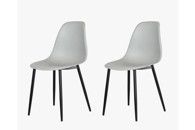 PAIR Lt Grey Aspen curve plastic chairs with black metal legs