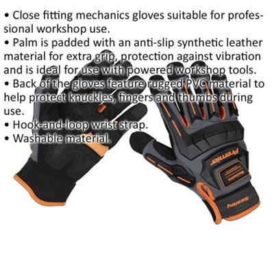 PAIR Mechanics Anti-Collision Gloves - Large - Knuckle & Finger Protection