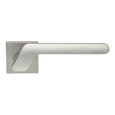 PAIR Modern Angled Handle on Square Rose Concealed Fix Satin Chrome