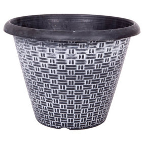 Pair of 13' White-Washed Wicker Effect Planters