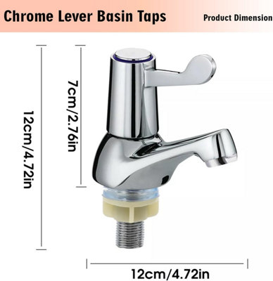 Pair of 2 Bathroom Basin Taps Sink Tap with Ceramic Chrome Lever Brass Pillar for Hot and Cold Water, Pair of Bathroom Sink Mode