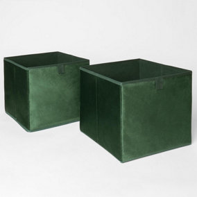 Pair of 2 Matte Velvet Cube Storage Boxes