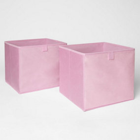 Pair of 2 Matte Velvet Cube Storage Boxes
