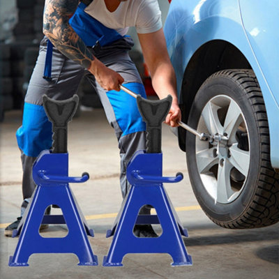 Pair of 3 Ton Heavy Duty Ratchet Axle Stands, Adjustable Height Car ...