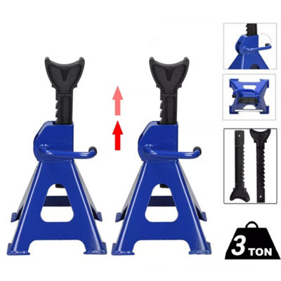 Pair of 3 Ton Heavy Duty Ratchet Axle Stands, Adjustable Height