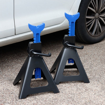 Pair of 3 Tonne Heavy Duty Steel Car Adjustable Axel Jack Stands GS/TUV/CE Approved