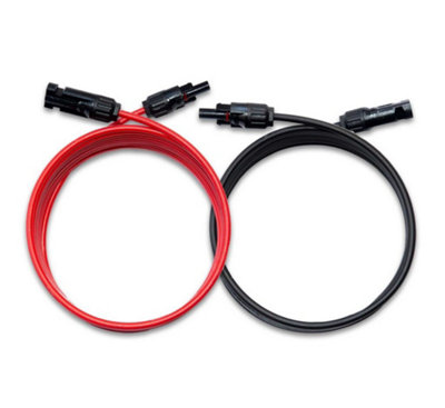 Pair of 6mm Twin Core Solar PV Cable H1Z2Z2-K Double insulated 1500V high performance with MC4 connections 1m, Red and Black
